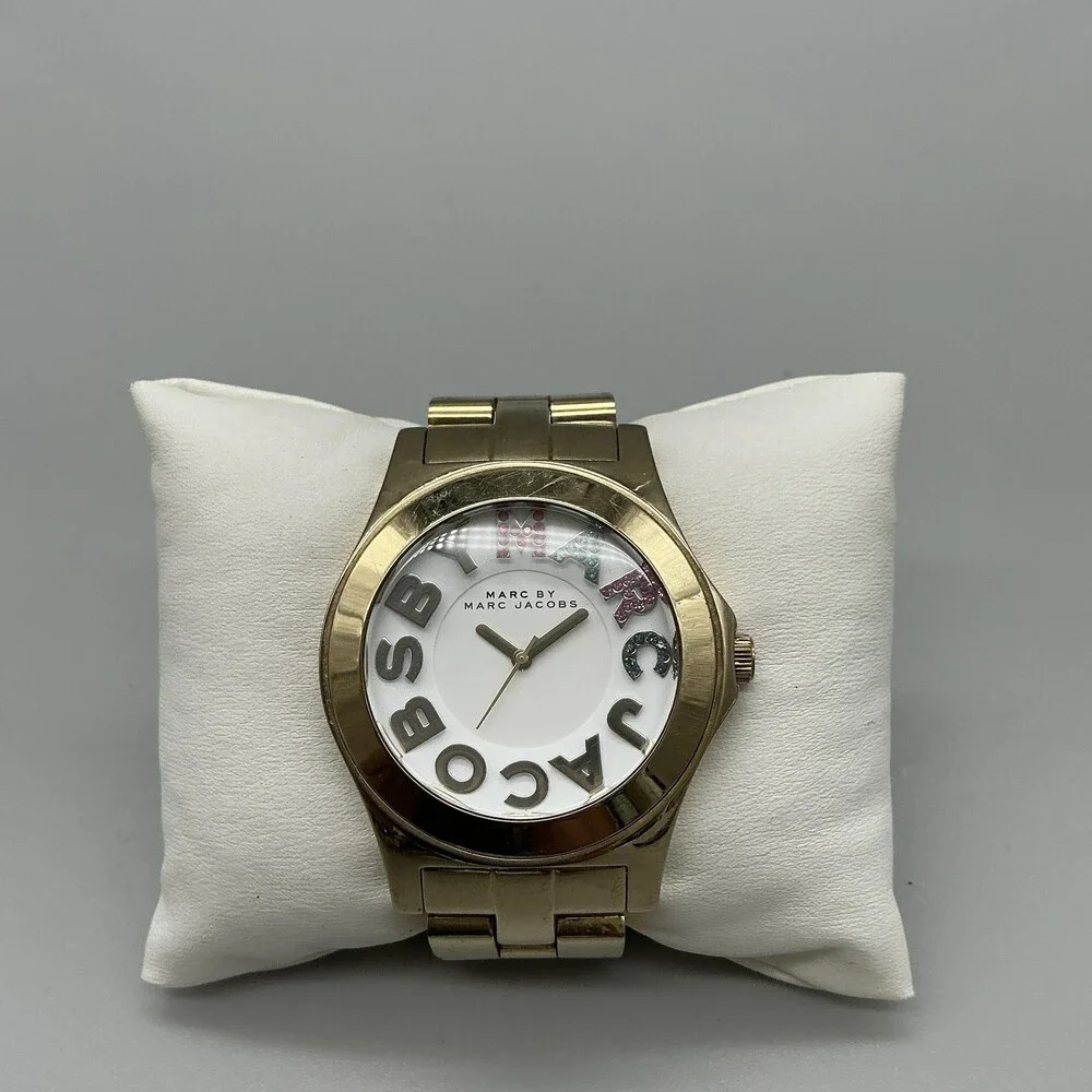 Marc By Marc Jacobs Womens Watch 41mm Gold Tone MBM3137 New Battery 5.5